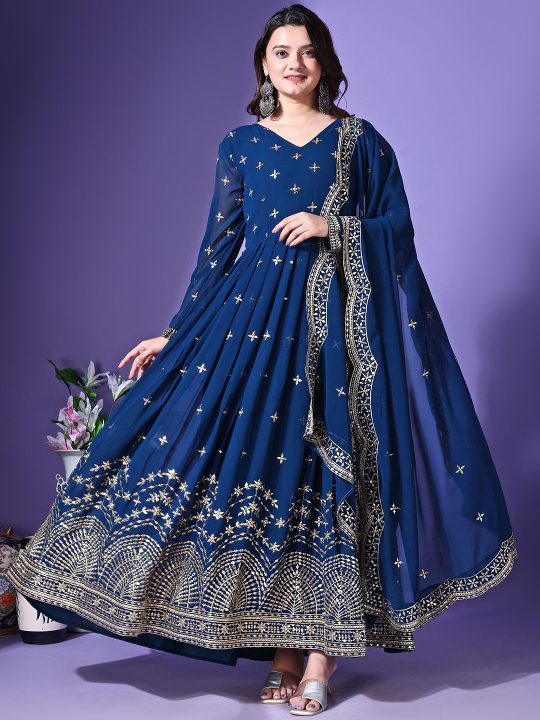 Fashionuma Embroidered Fit & Flared Ethnic Dress