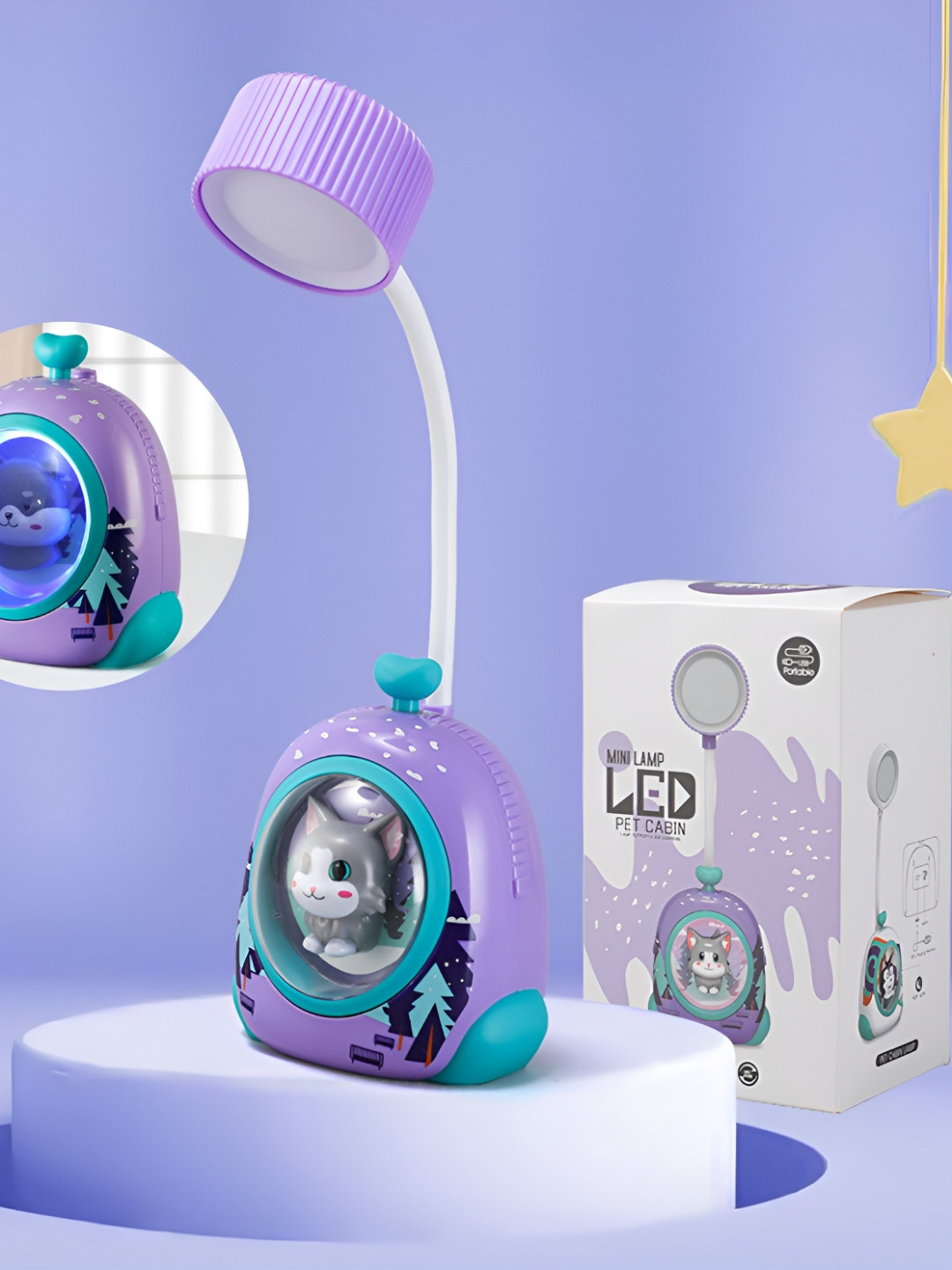 Flenzy Purple Textured Acrylic Semi-Sphere Table Lamp