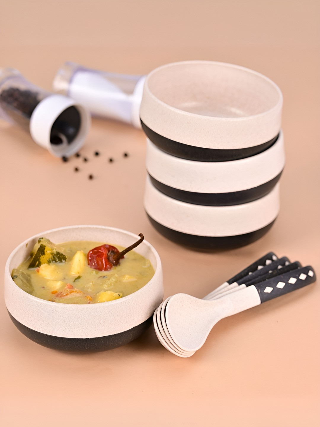 eha Grey 2024 4 Pieces Microwave Safe Serving Bowl