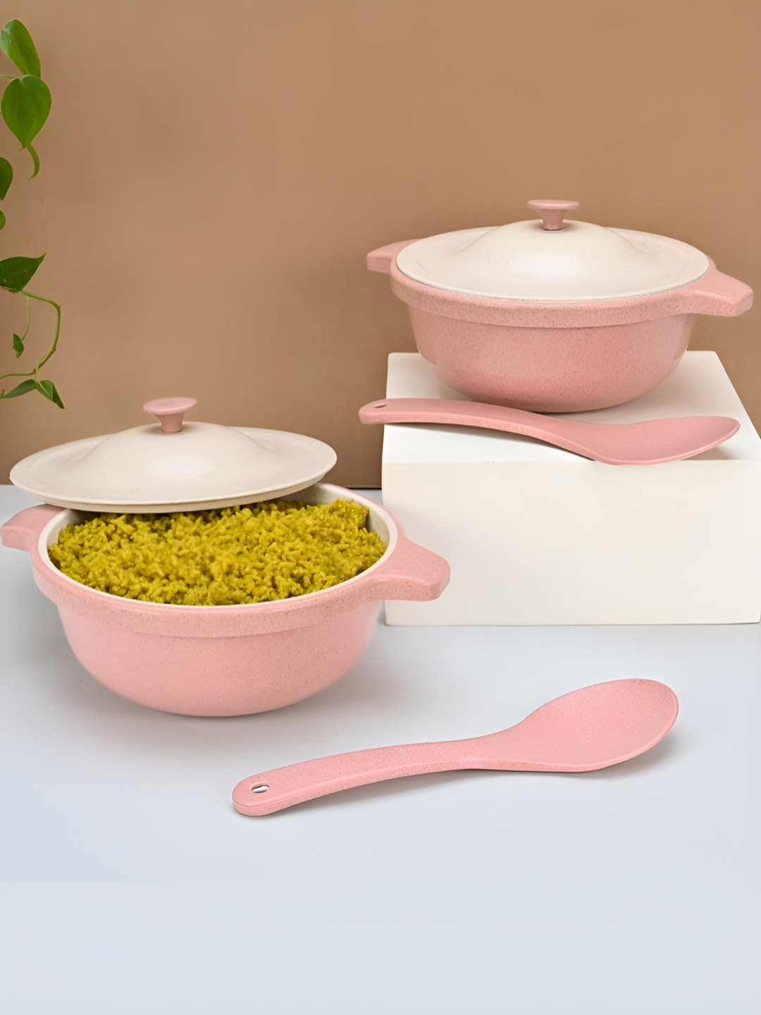 eha Pink 2024 2 Pieces Microwave Safe Serving Bowl