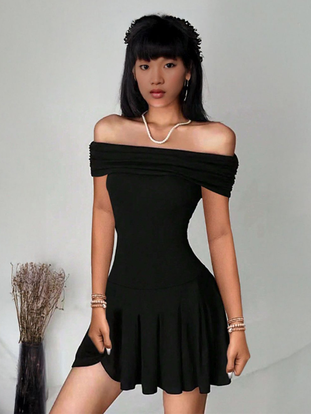 StyleCast Off-Shoulder Drop-Waist Mini Dress