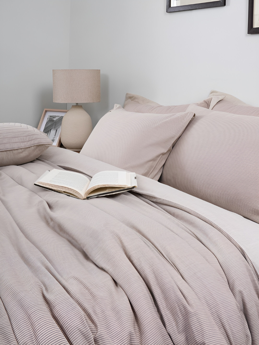 MASPAR Beige Double King Duvet Cover With 2 Pcs Pillow Case