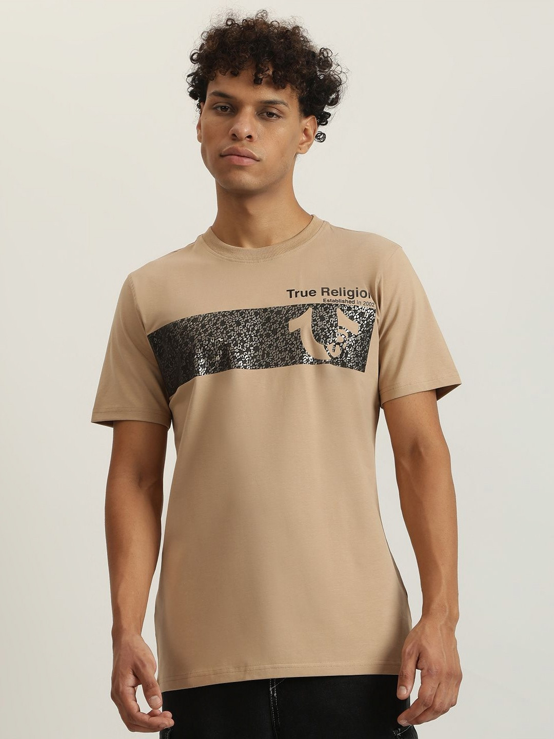 True Religion Men Biker Printed Extended Sleeves T-shirt