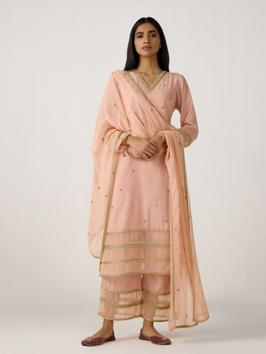 Ancestry Organza Dupatta with Sequinned