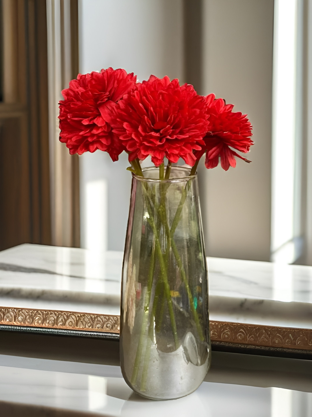 Akaar Red 5 Pieces Chrysanthemum Artificial Flower