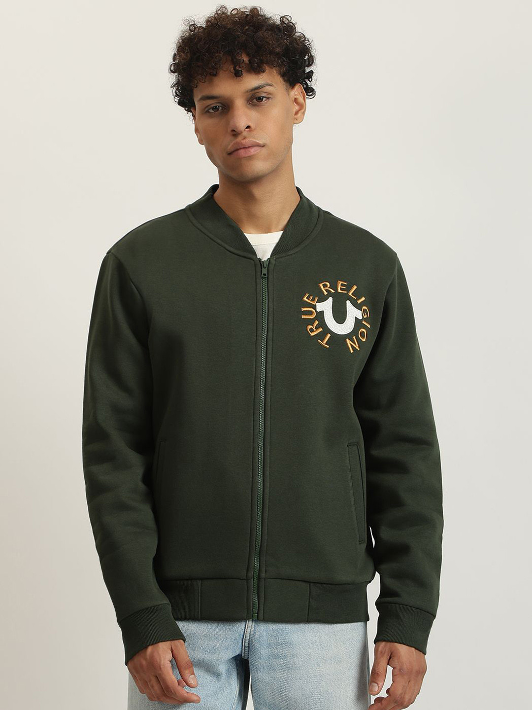True Religion Men Bomber with Patchwork Jacket