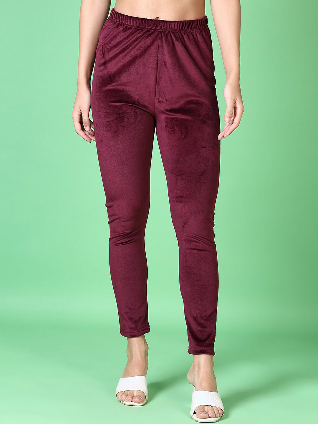 V-Mart Velvet Mid-Rise Ankle-Length Leggings