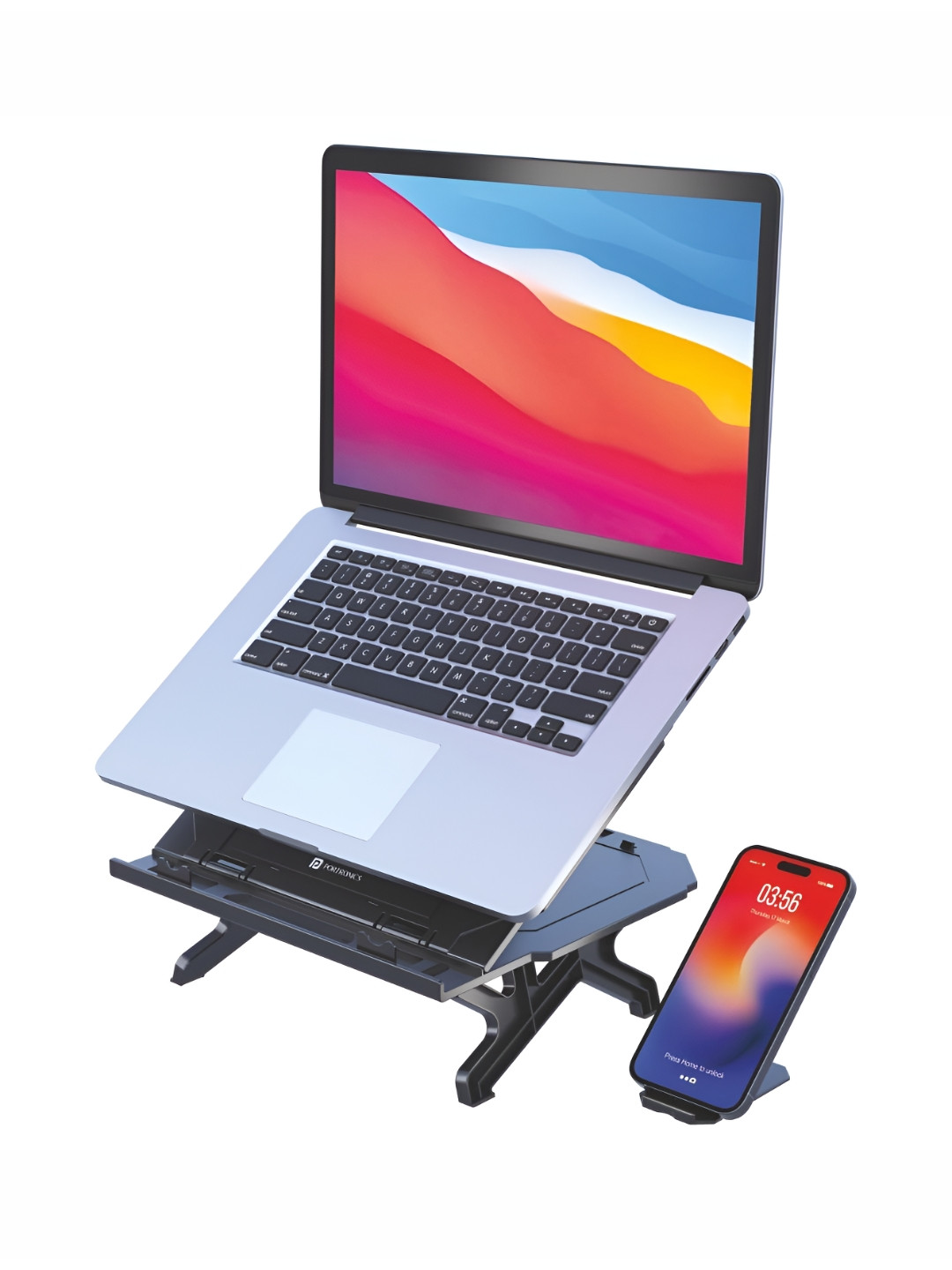 Portronics My Buddy Hexa 33 Foldable Laptop Stand With Phone Holder
