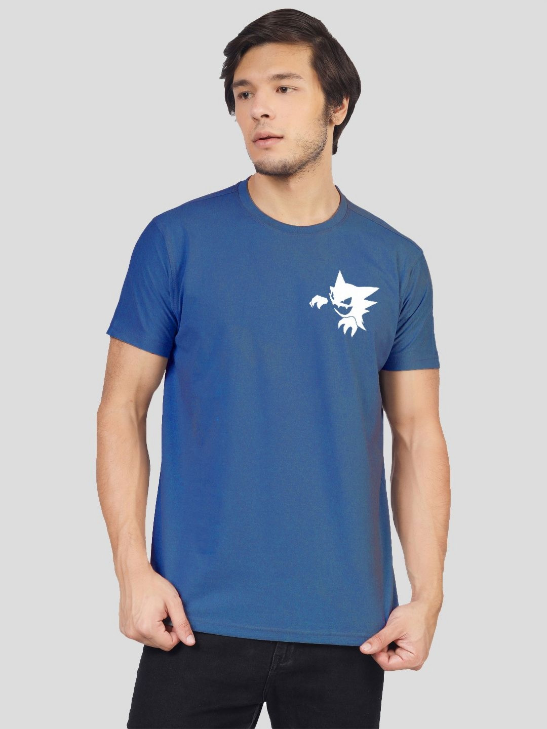 Greylongg Men Graphic Printed Round Neck Cotton Pokemon T-shirt