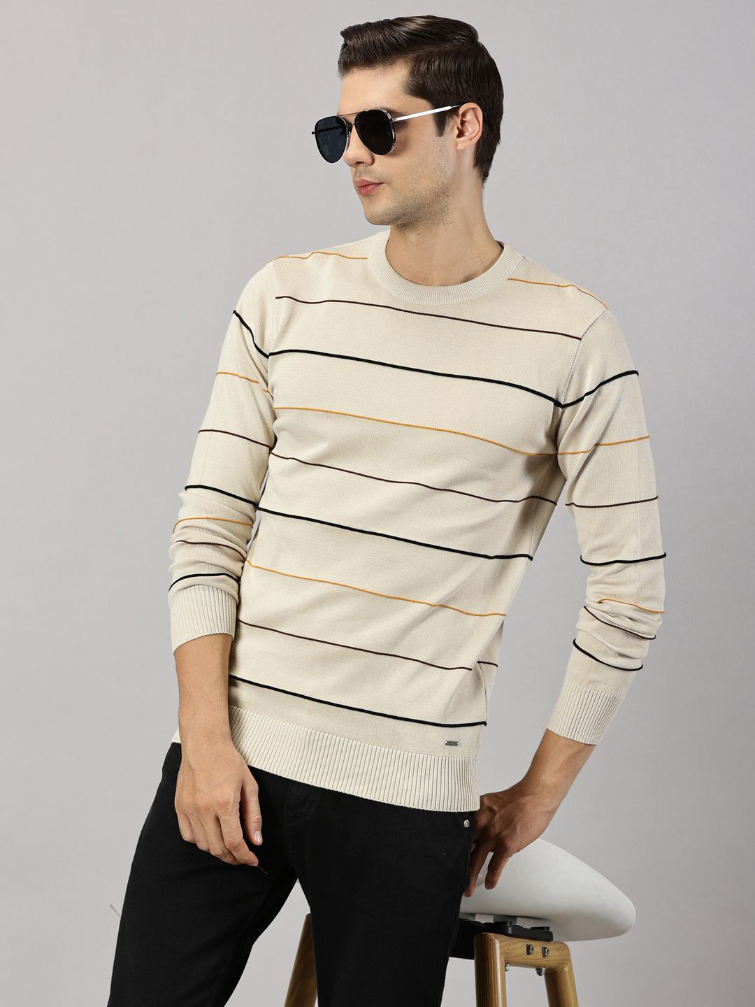 BLACK BUCK Striper Crew Neck Sweater