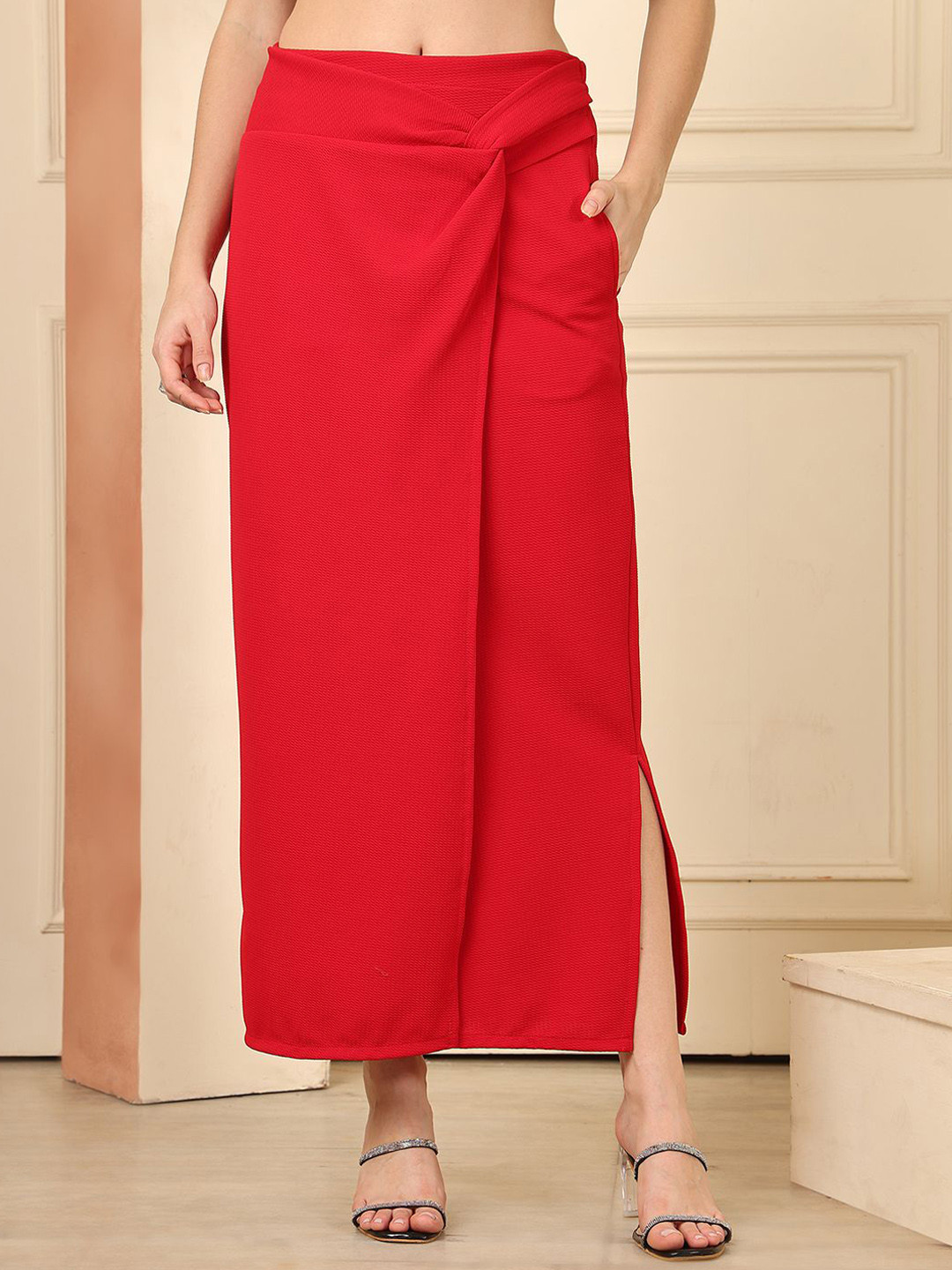 NEUDIS Straight Midi Slit Skirt