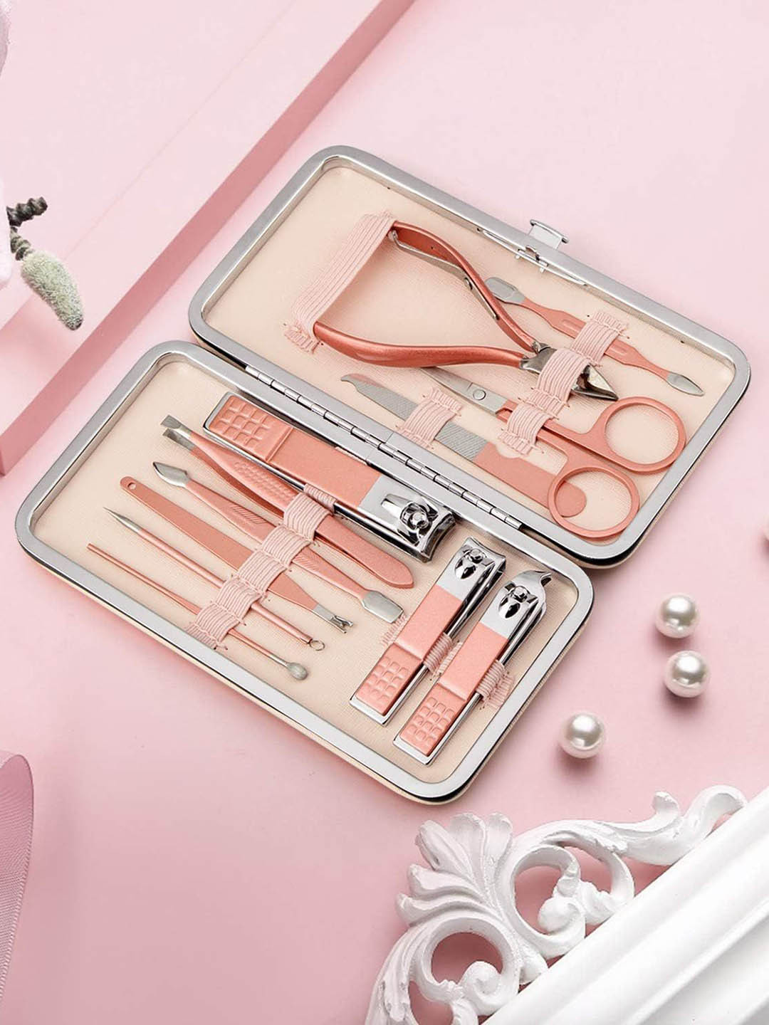 Scheibe Essentials Manicure Set Nail Clippers Kit Manicure Pedicure Gift Set- Gold