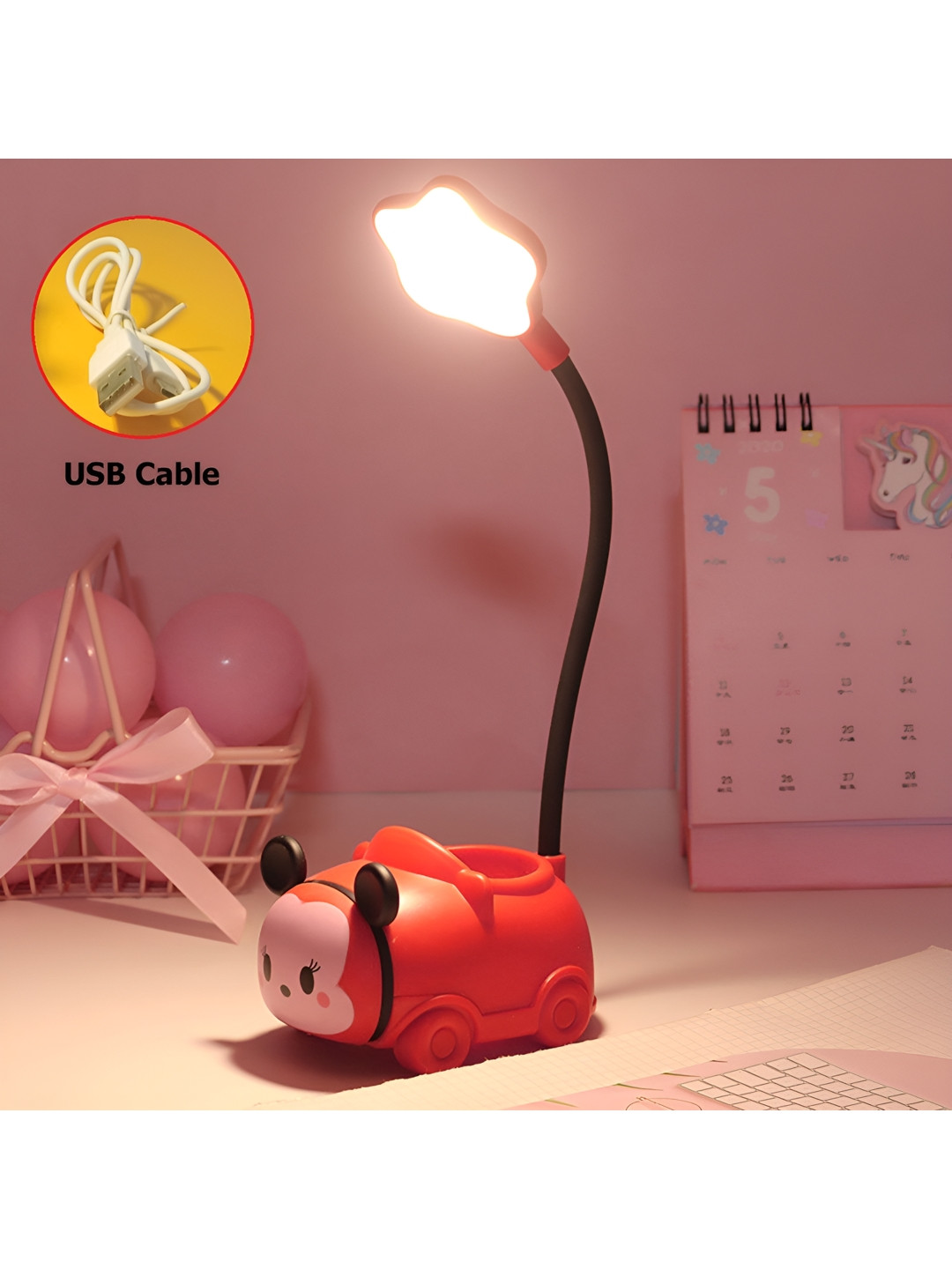 Flenzy Red Acrylic Quirky Square Table Lamp