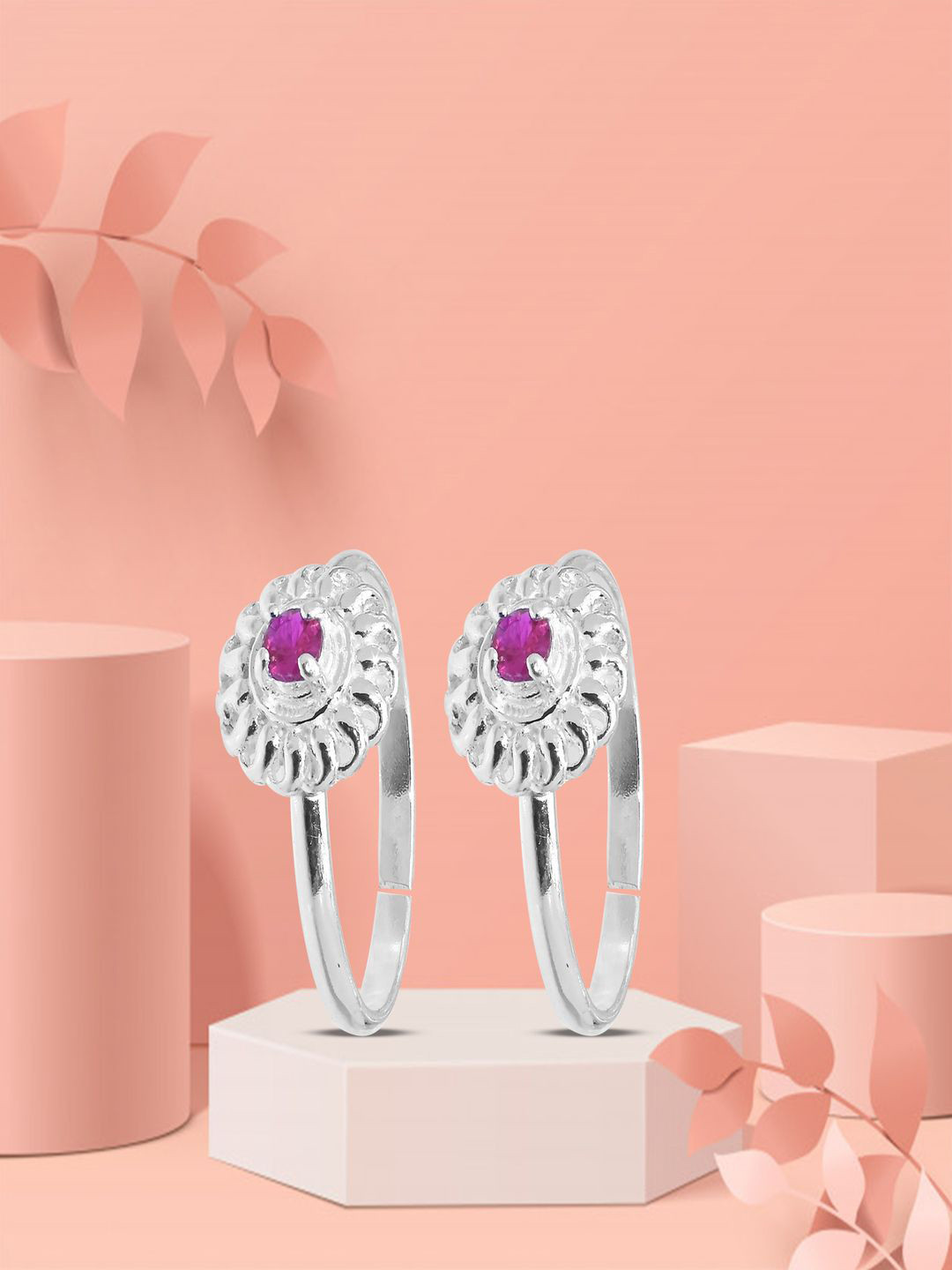 Paavni Women 925 Sterling Silver Flower Style Toe Rings