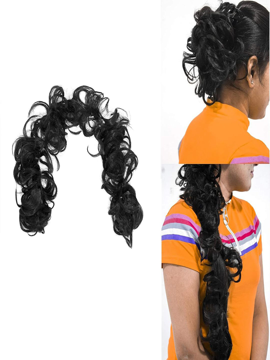 VAGHBHATT Curly Halo Bun Hair Extension - Black - 27.5 Inch