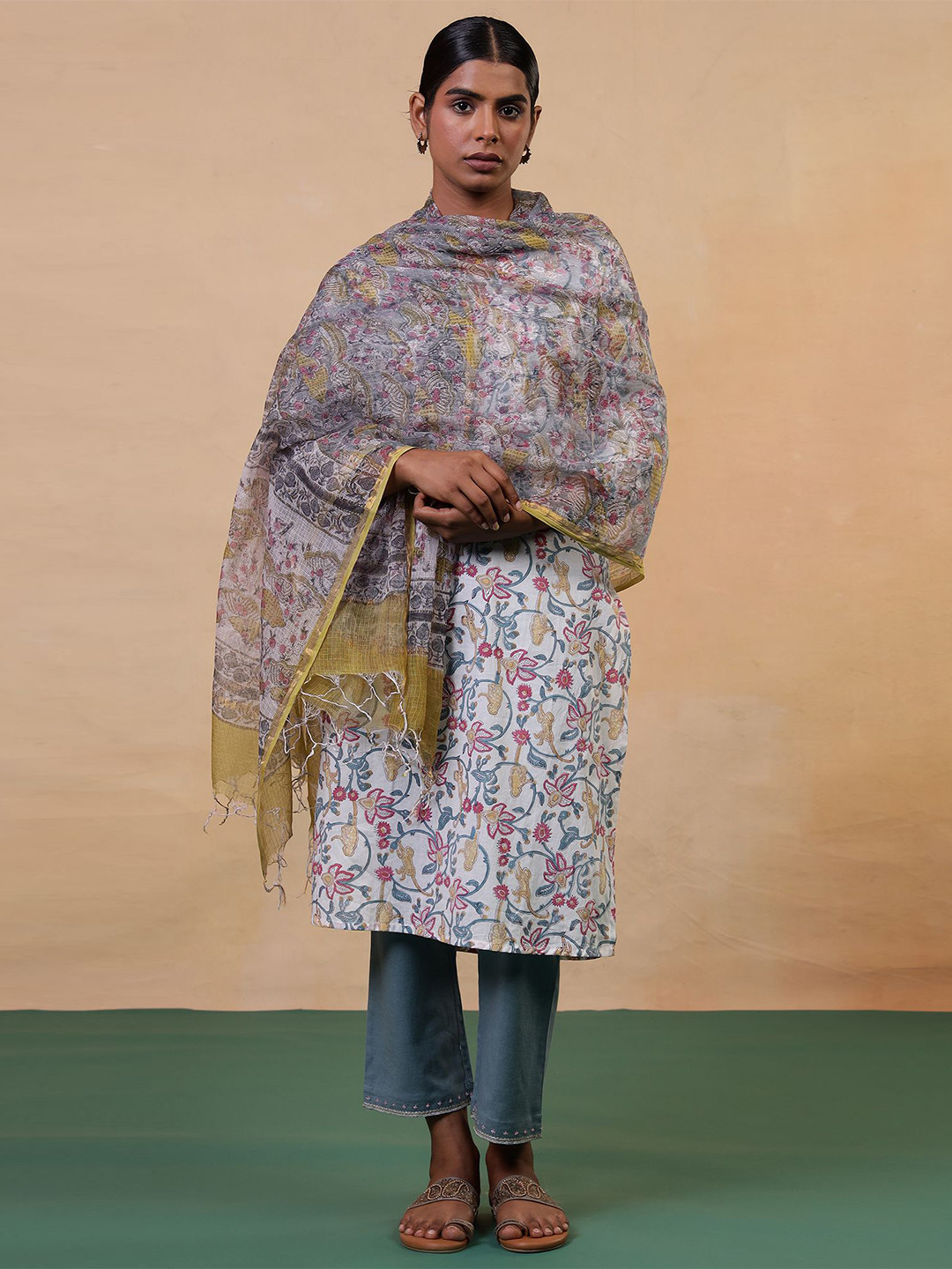 Folk Song Printed Cotton Silk Dupatta