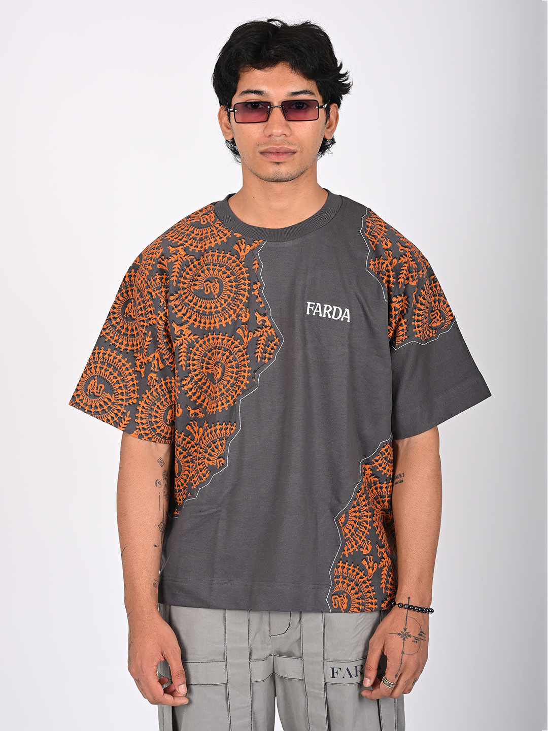 FARDA Unisex Colourblocked Drop-Shoulder Sleeves Cut Outs T-shirt