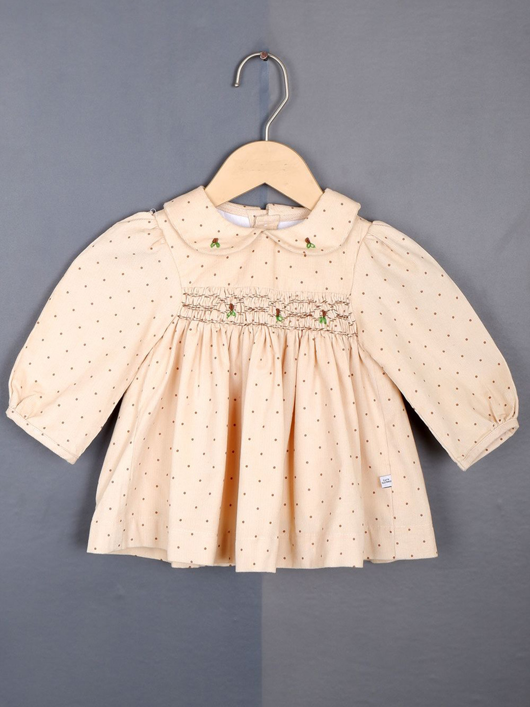 CALYX CLOTHING Embellished Print Peter Pan Collar Puff Sleeve A-Line Dress