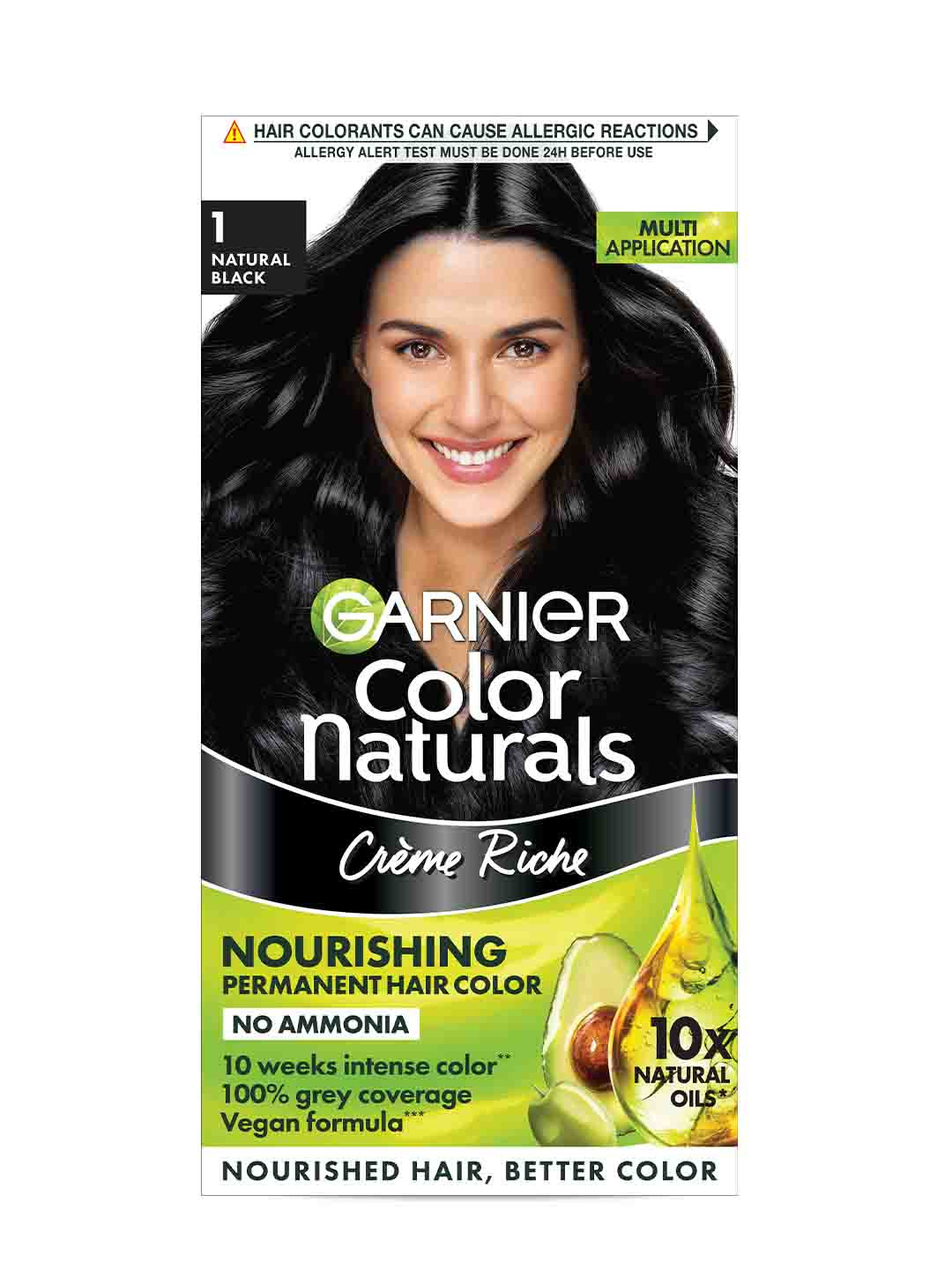 Garnier Color Naturals Creme Riche No-Ammonia Hair Color 70ml + 60g - Natural Black 1