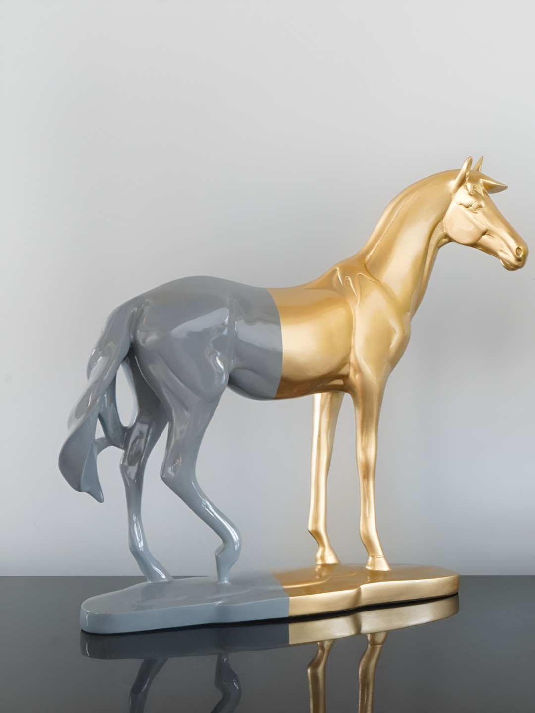 RCASA Running Horse Gold Polyresin Matte Garden Medium Showpiece -