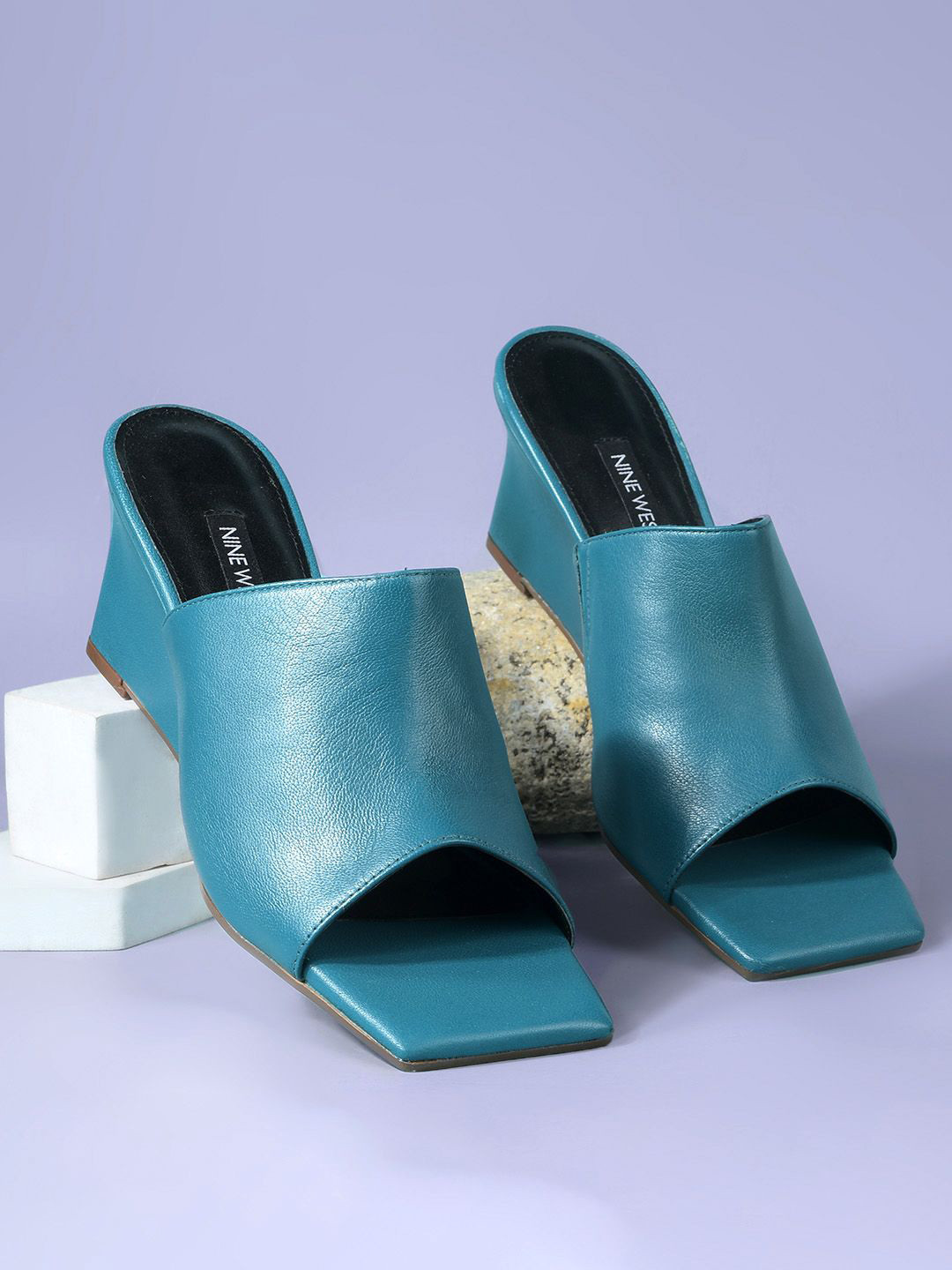 Nine West Leather Ethnic Wedge Mules