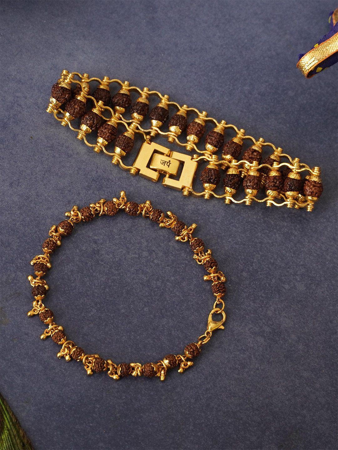Japam Gold Plated Modern + Elemental Rudraksha Bracelet Combo