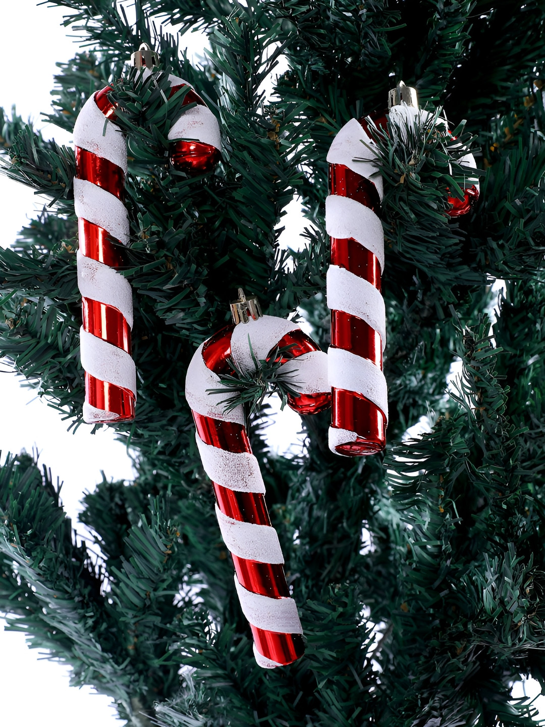 TAYHAA Set Of 2 Red & White Cany Cane Ornament