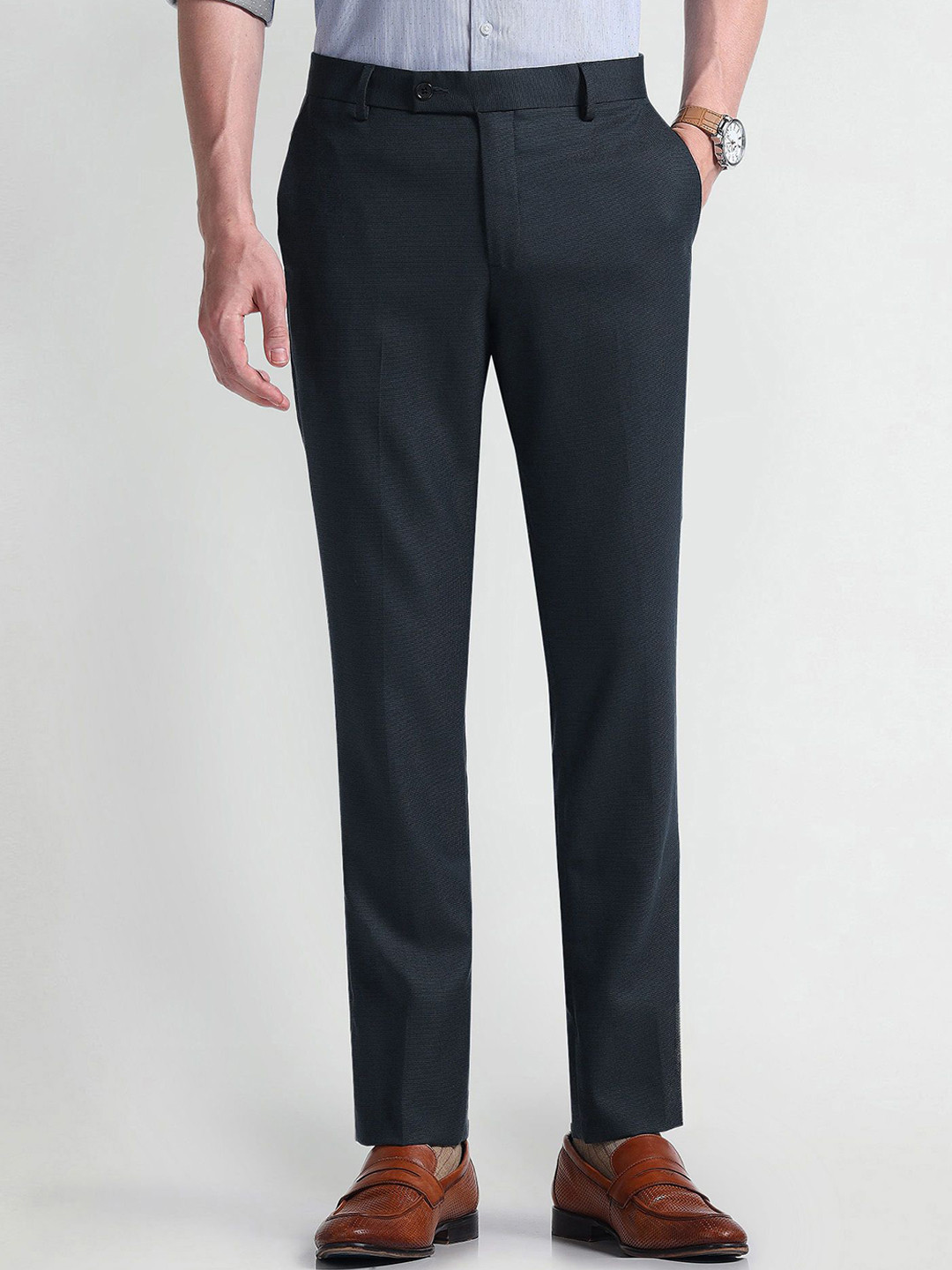 Arrow Men Solid Tailored Fit Trousers