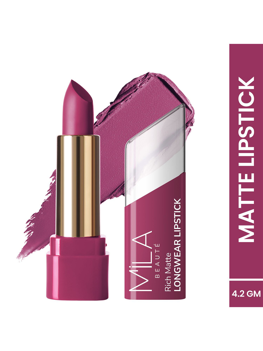 MILA BEAUTE Rich Matte Long Wear Lipstick With Vitamin E- 4.2 g Each - Indian Rose - 620