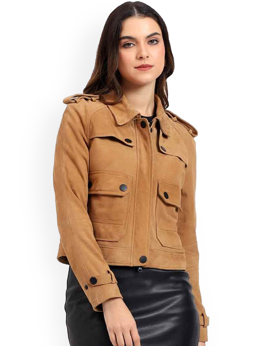 Saint G Women Floral Leather Water Resistant Biker Jacket