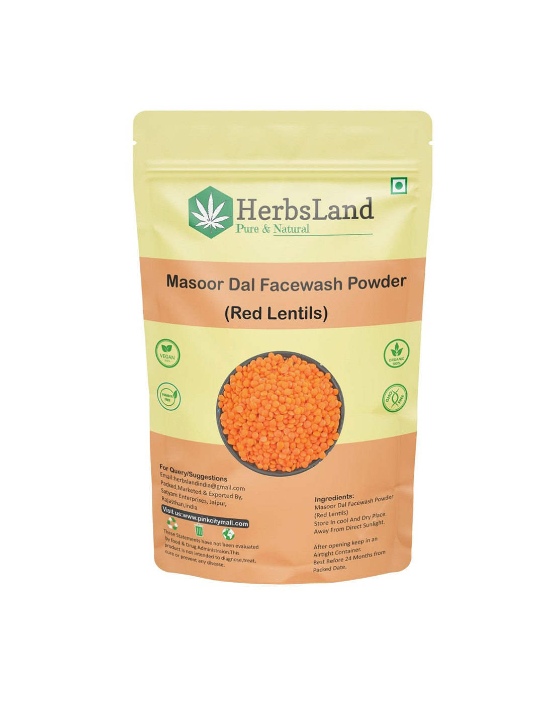 HerbsLand Masoor Dal Face Wash Powder - 200 g