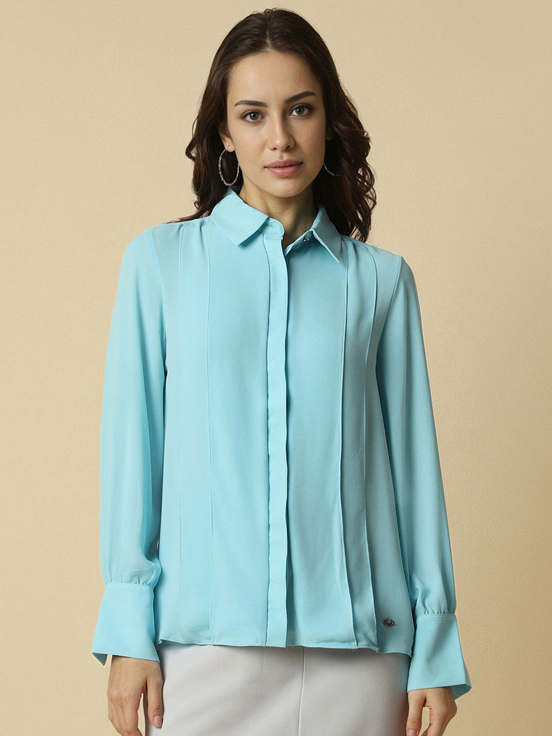 Allen Solly Woman Spread Collar Solid Formal Shirt