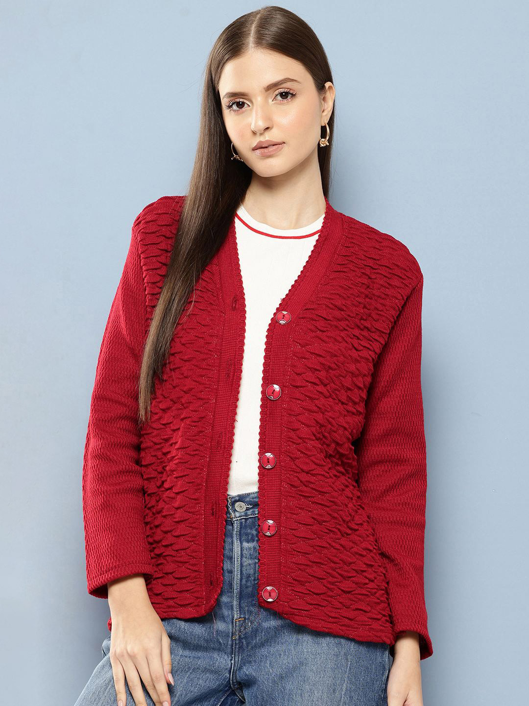 BAESD Women Cable Knit Woollen Cardigan
