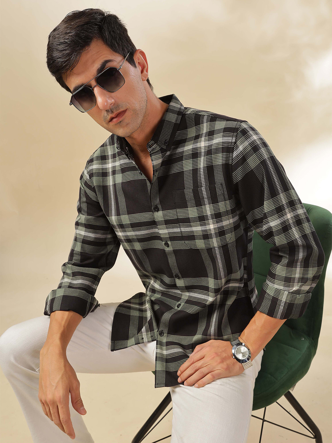 HERE&NOW Men Slim Fit Tartan Checks Opaque Checked Casual Shirt