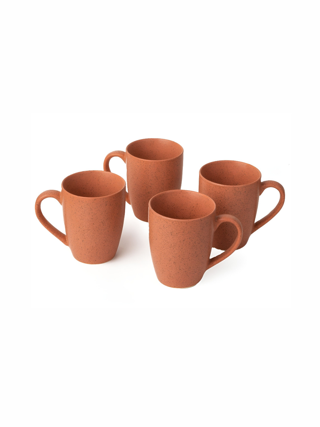 BODHI HOUSE Torrent Orange Textured Ceramic Microwave Safe 4 Piece Cups-300ml