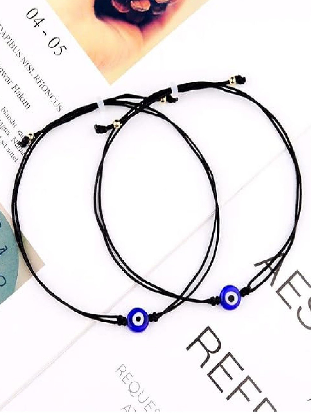 RUHI COLLECTION Unisex 2 Onyx Hand Painted Charm Bracelet
