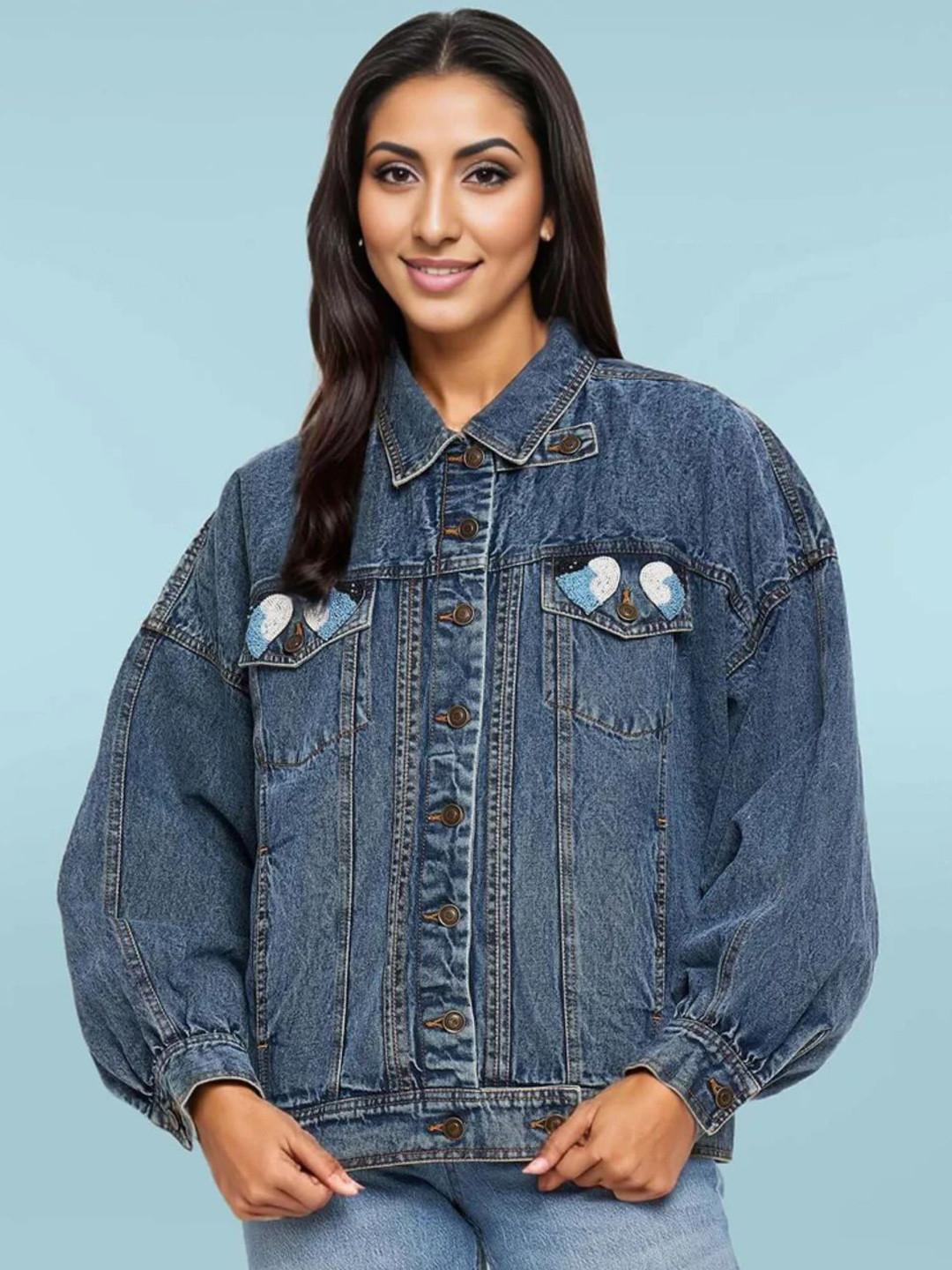 Antimony Women Denim Jacket with Patchwork
