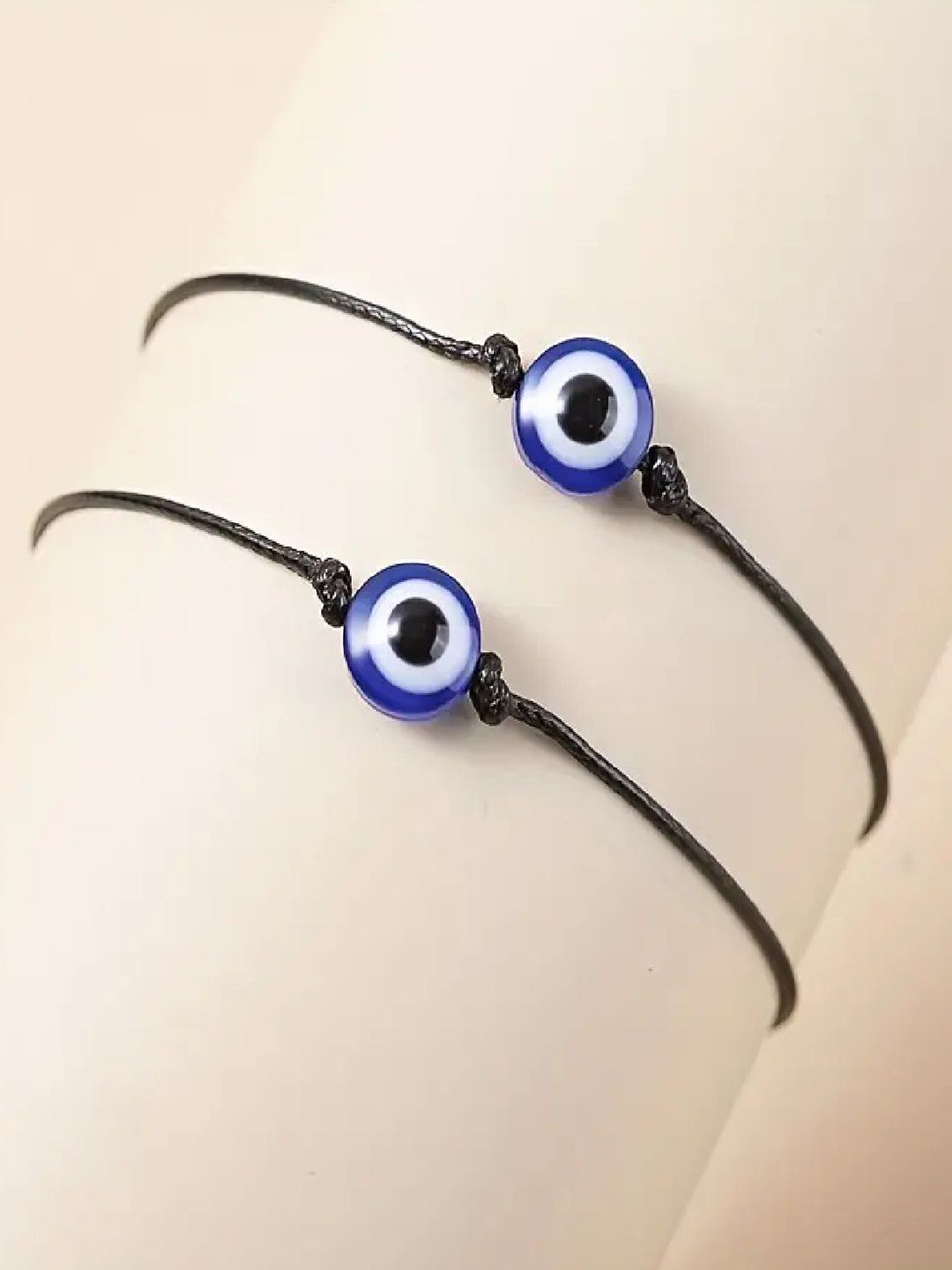RUHI COLLECTION Unisex 2 Onyx Hand Painted Charm Bracelet