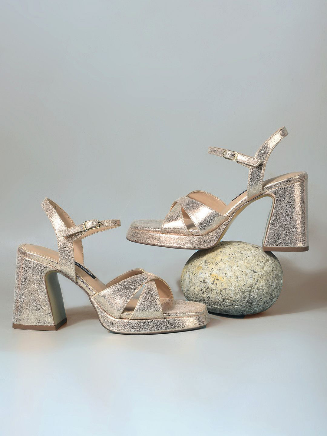 Nine West Leather Ethnic Block Sandals