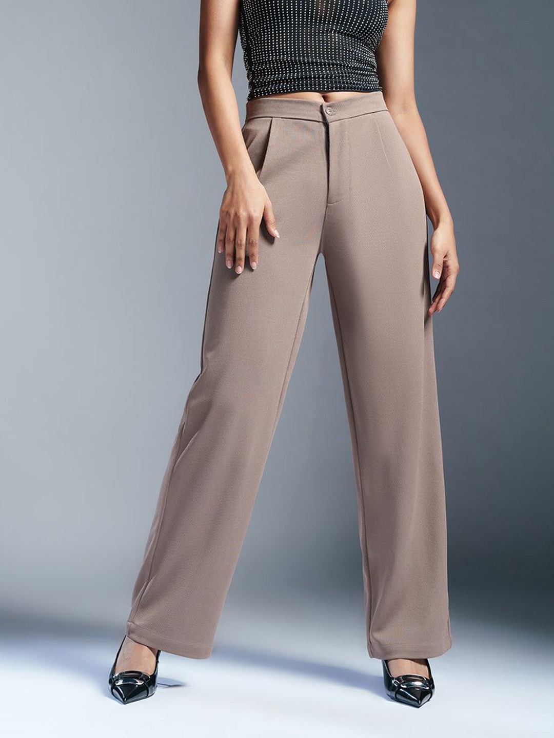 FREAKINS Women Textured Korean Pants - Trousers for Women 31703062 | Myntra