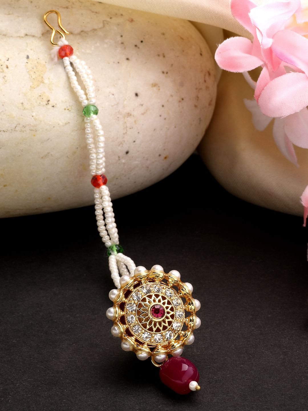 NVR Gold-Plated Maang Tikka Head Jewellery