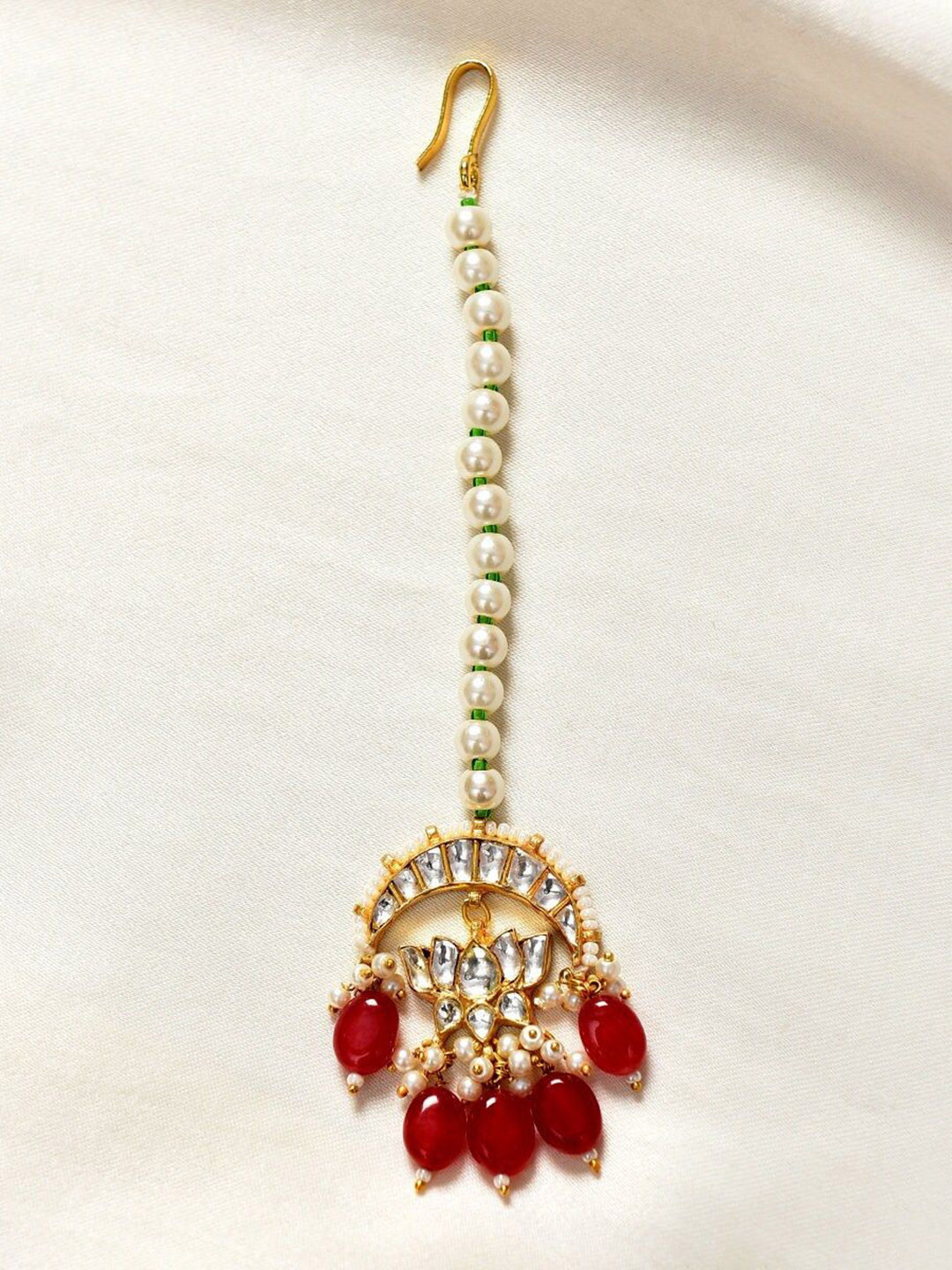 JAYPORE Gold-Plated Kundan Studded Maang Tikka Head Jewellery