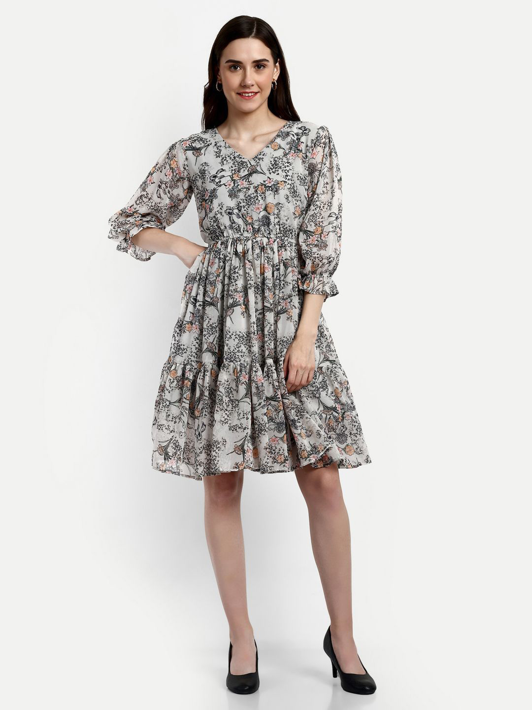 Oh Rare Floral Print Fit & Flare Dress