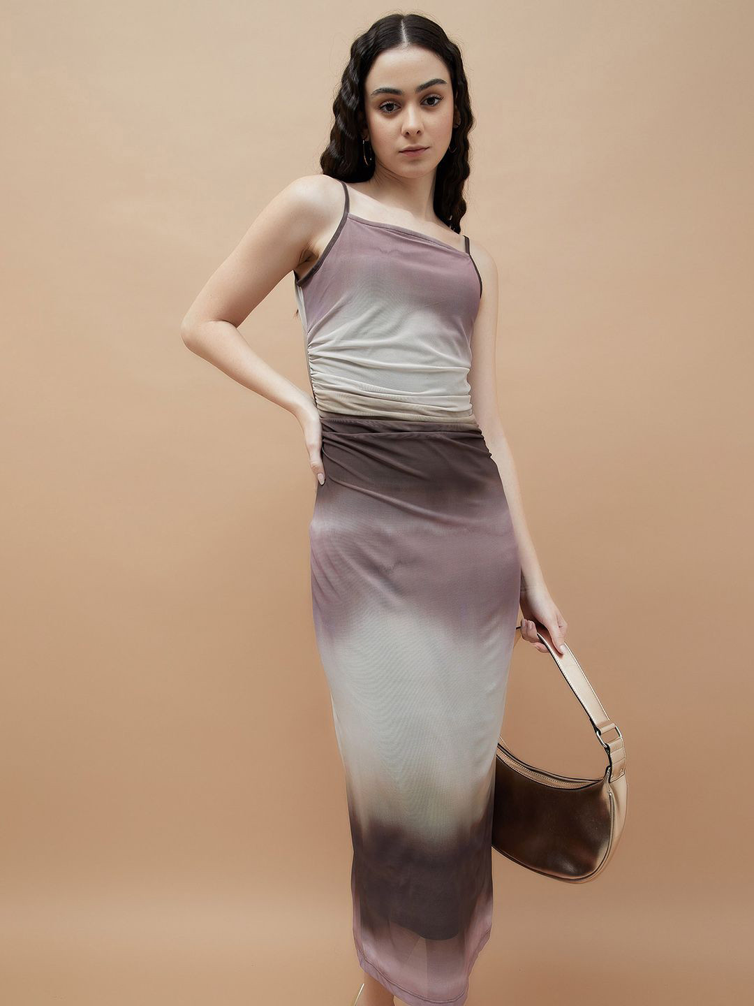 Ginger by Lifestyle Tie and Dye Print Off-Shoulder Bodycon Maxi Dress