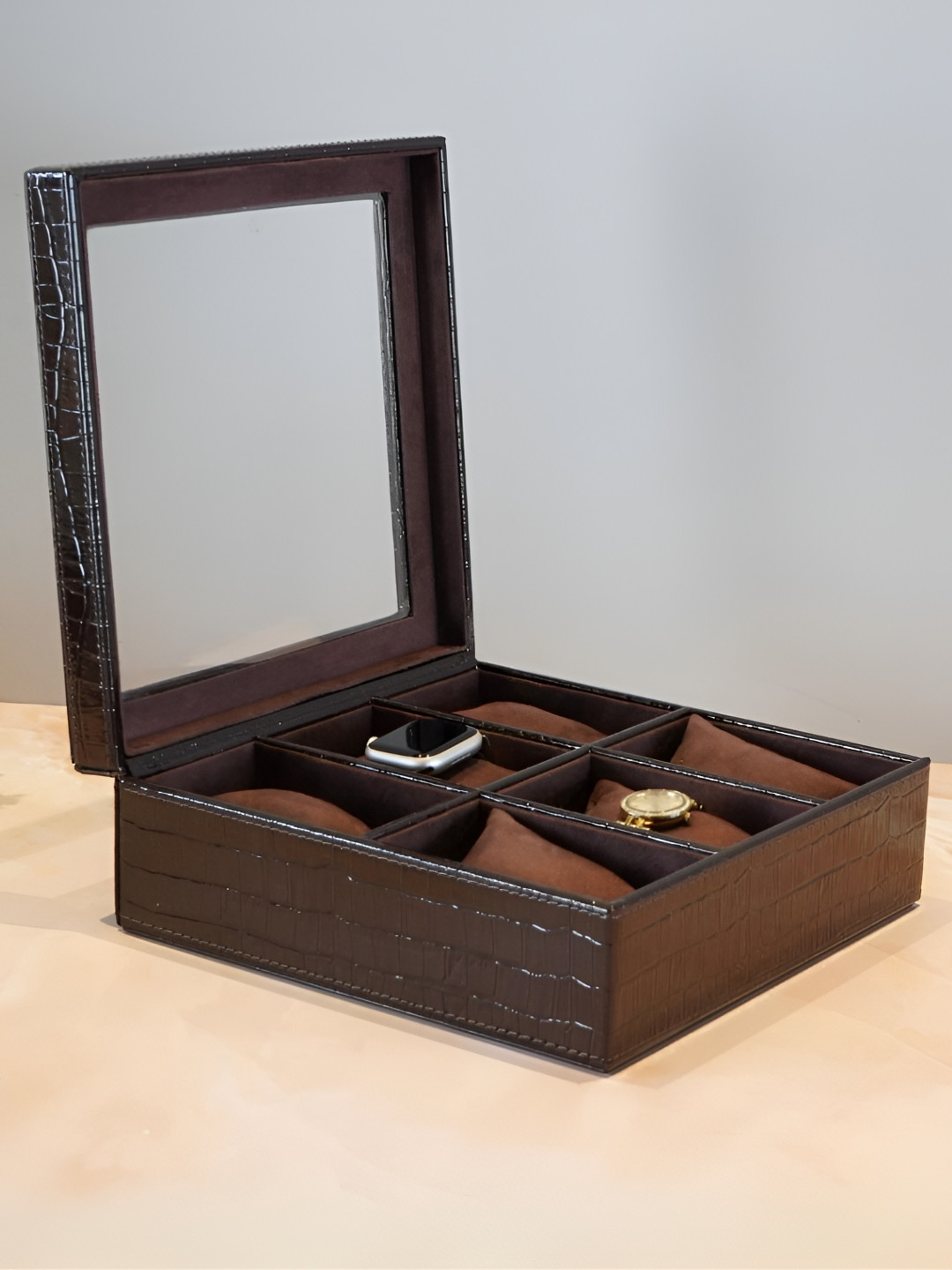 RCASA Coffee Brown Textured Watch Organiser