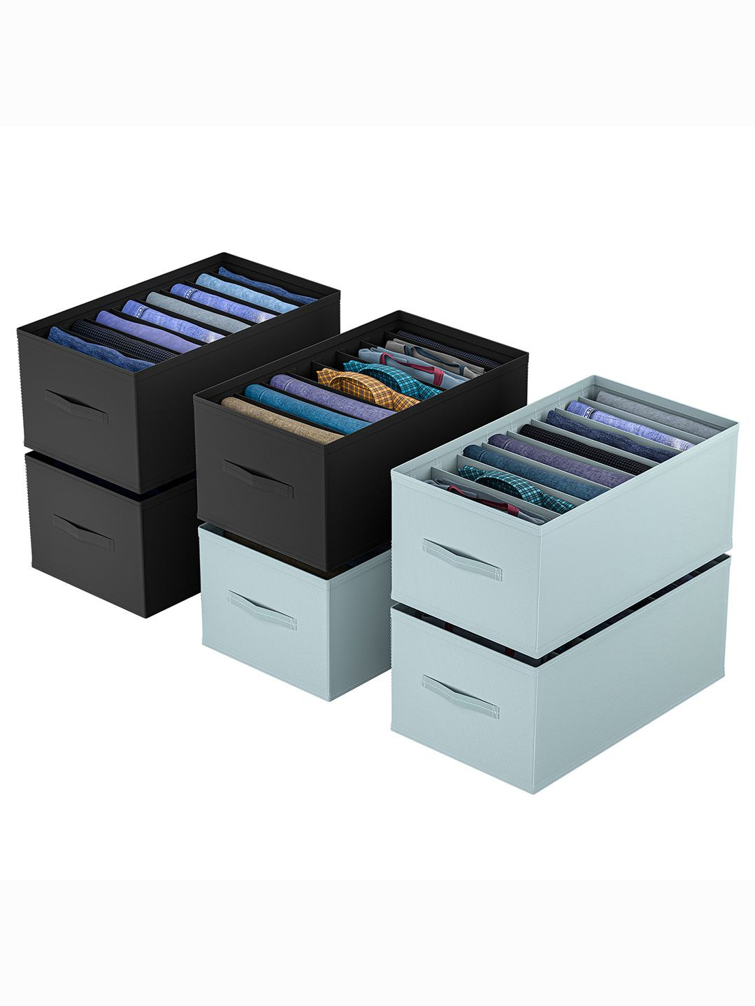 Kuber Industries Black Set of 6 Regular Drawer Organiser Organisers