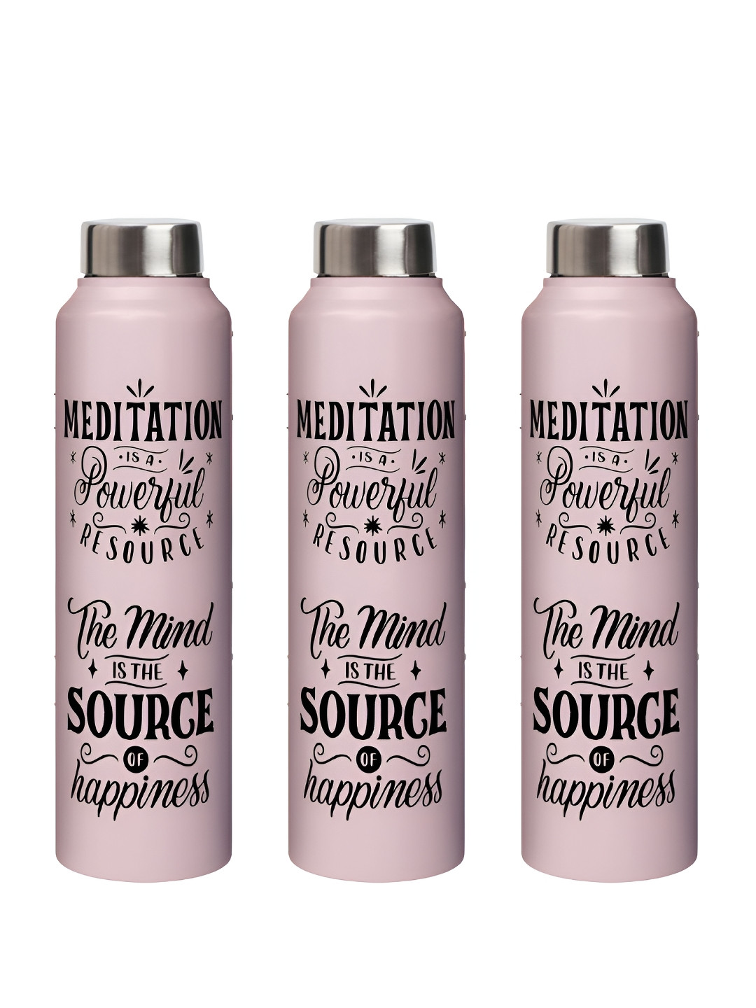 Speedex Nirvana Multi Typography Stainless Steel Light-weight 3 Piece Water Bottle - 1L