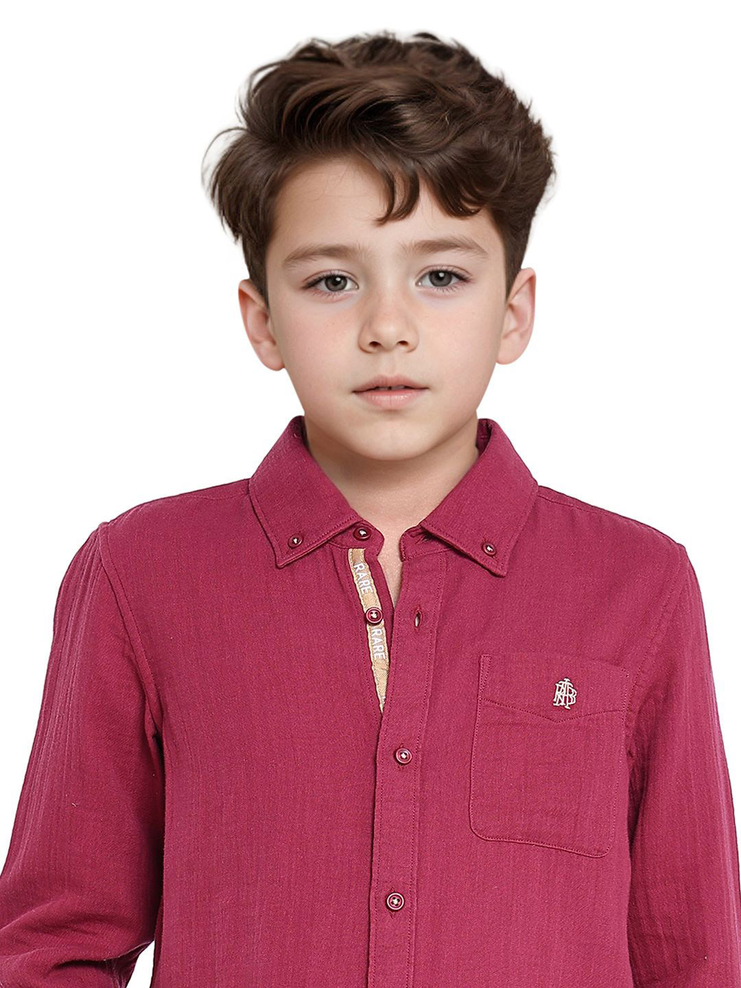 Rare Ones Boys Crinkle Effect Solid Shirt