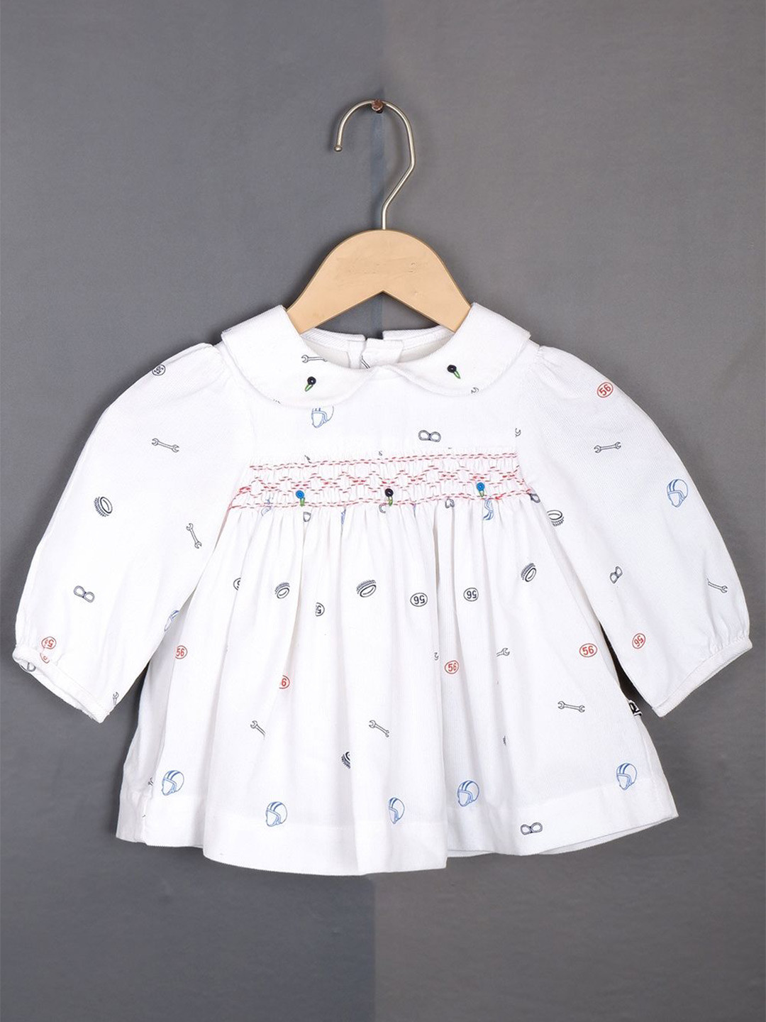 CALYX CLOTHING Embellished Print Peter Pan Collar A-Line Dress