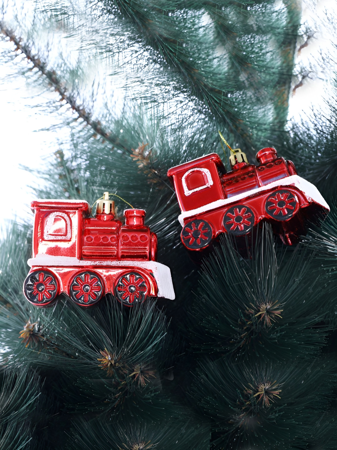 TAYHAA Set Of 4 Red & White Santa's Express Miniature Train